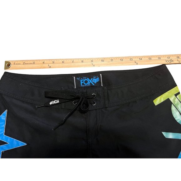 Fox women's black board shorts with colorful star logos size 5 tie front - Picture 6 of 7